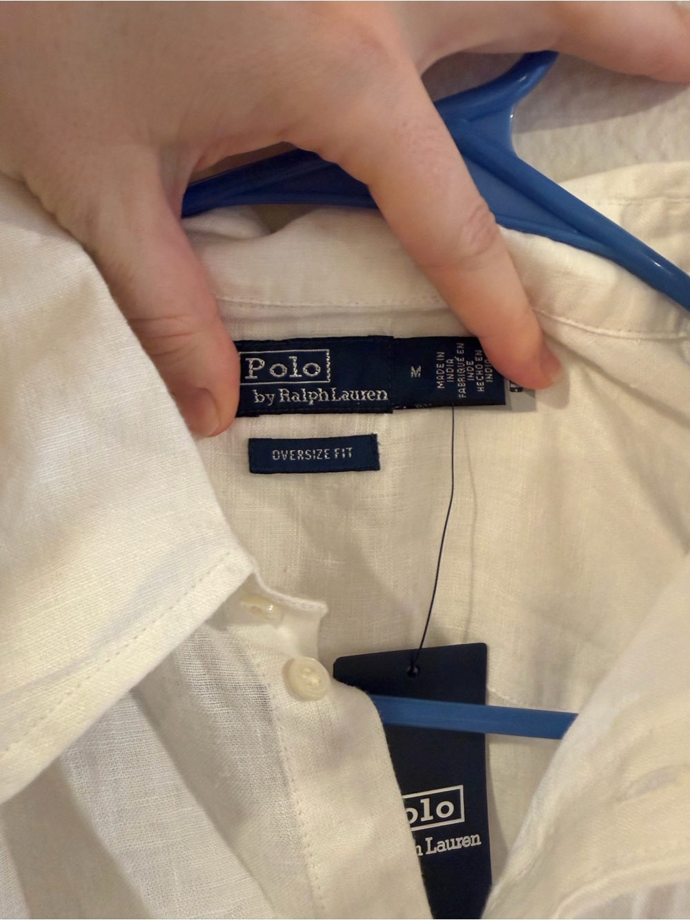 Polo Ralph Lauren White Linen Button-Down with Red Polo Logo - Picture 5 of 8
